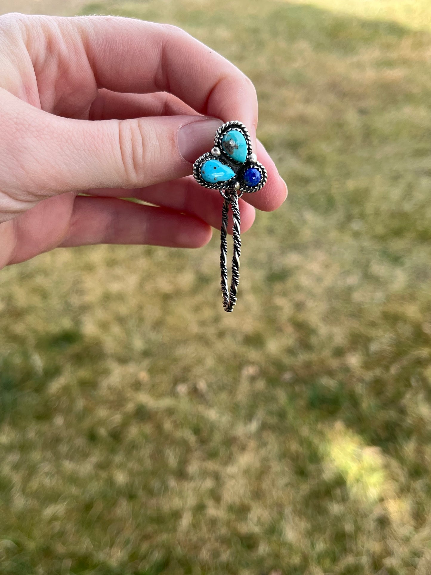 Kingman and Lapis Hoop Earrings