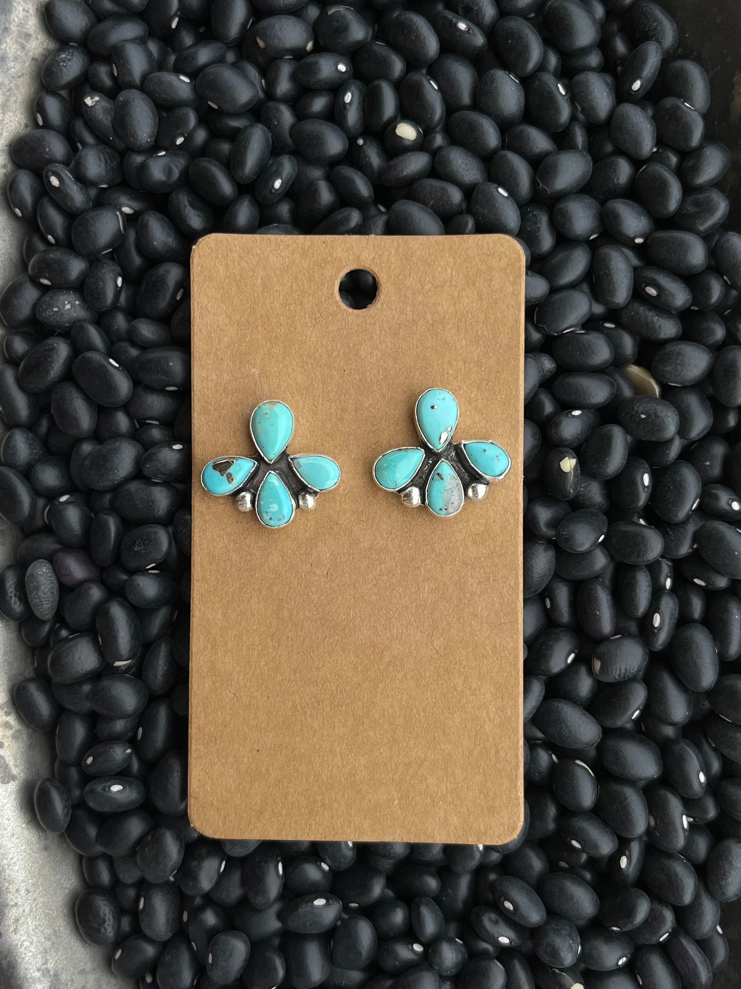 Kingman Turquoise 4 Stone Cluster Earrings