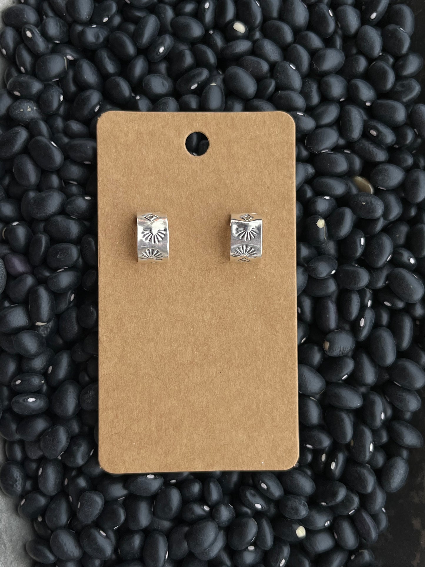 Hand Stamped Mini Hoops