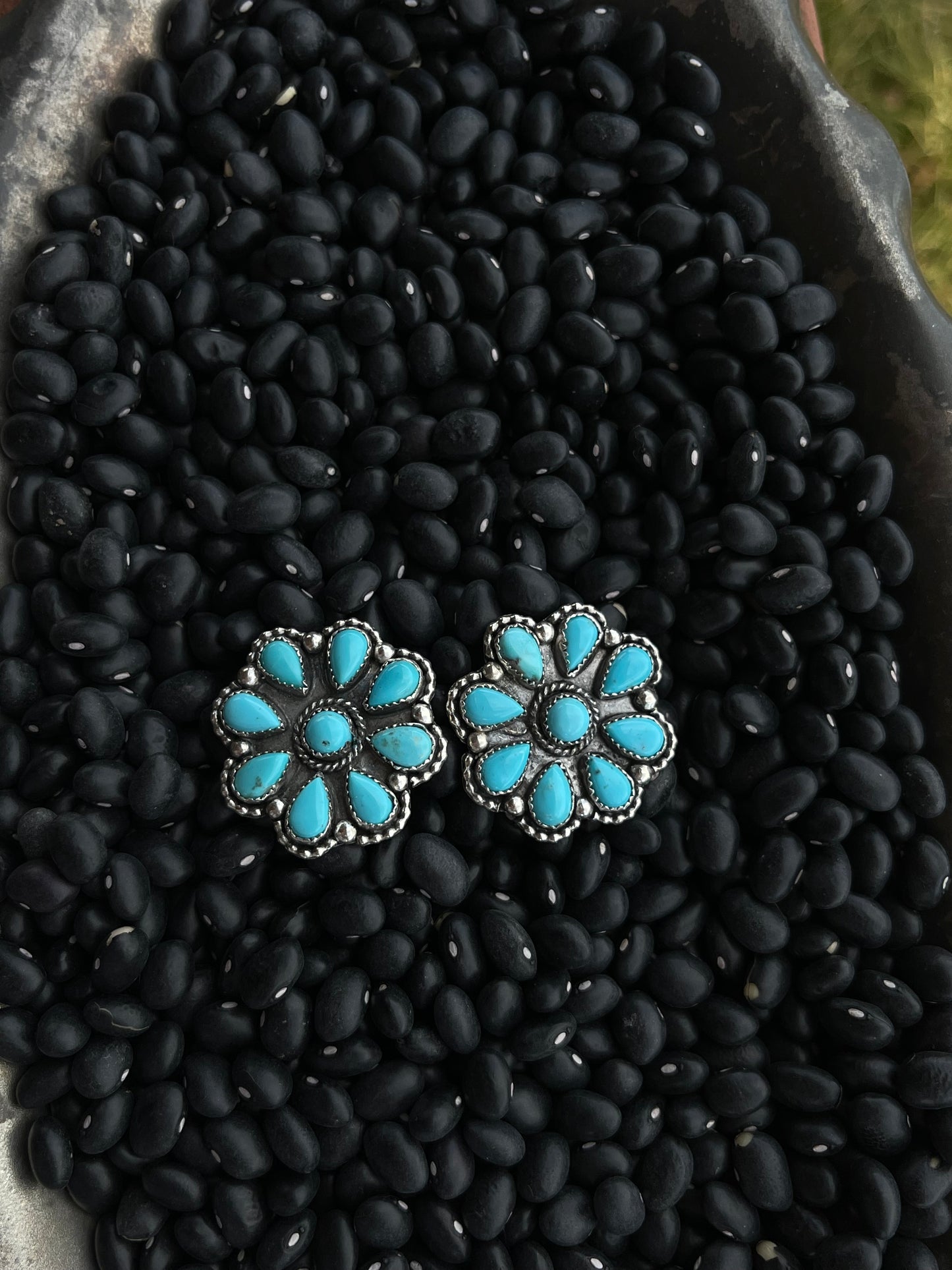 Kingman Turquoise Flower Set