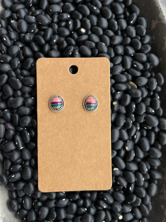 Natural Inlay with Rope Border Earrings