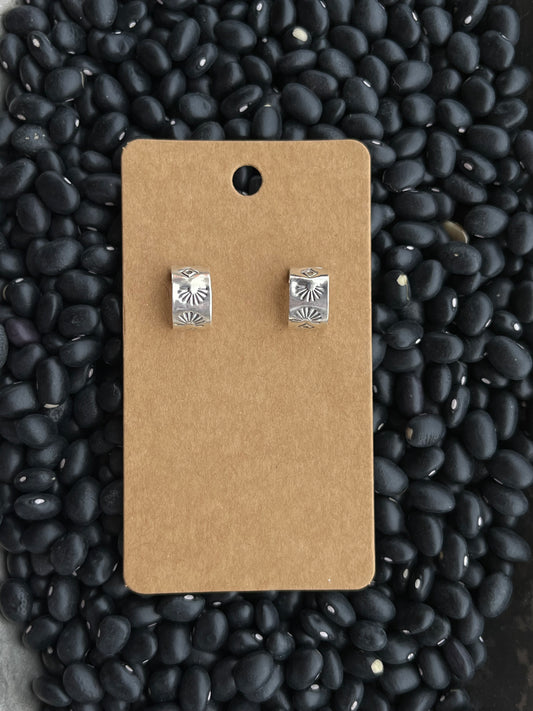 Hand Stamped Mini Hoops