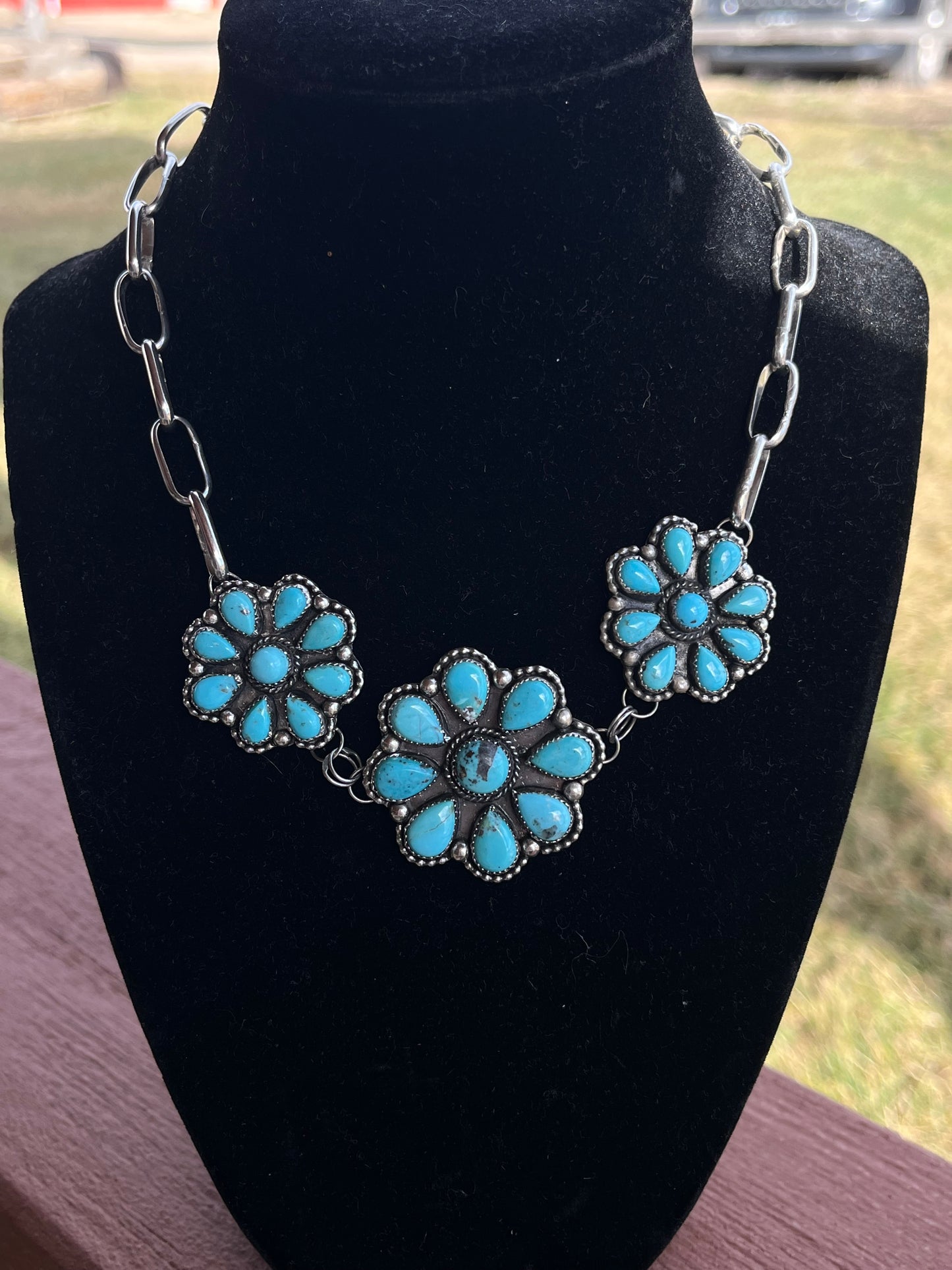 Kingman Turquoise Flower Set